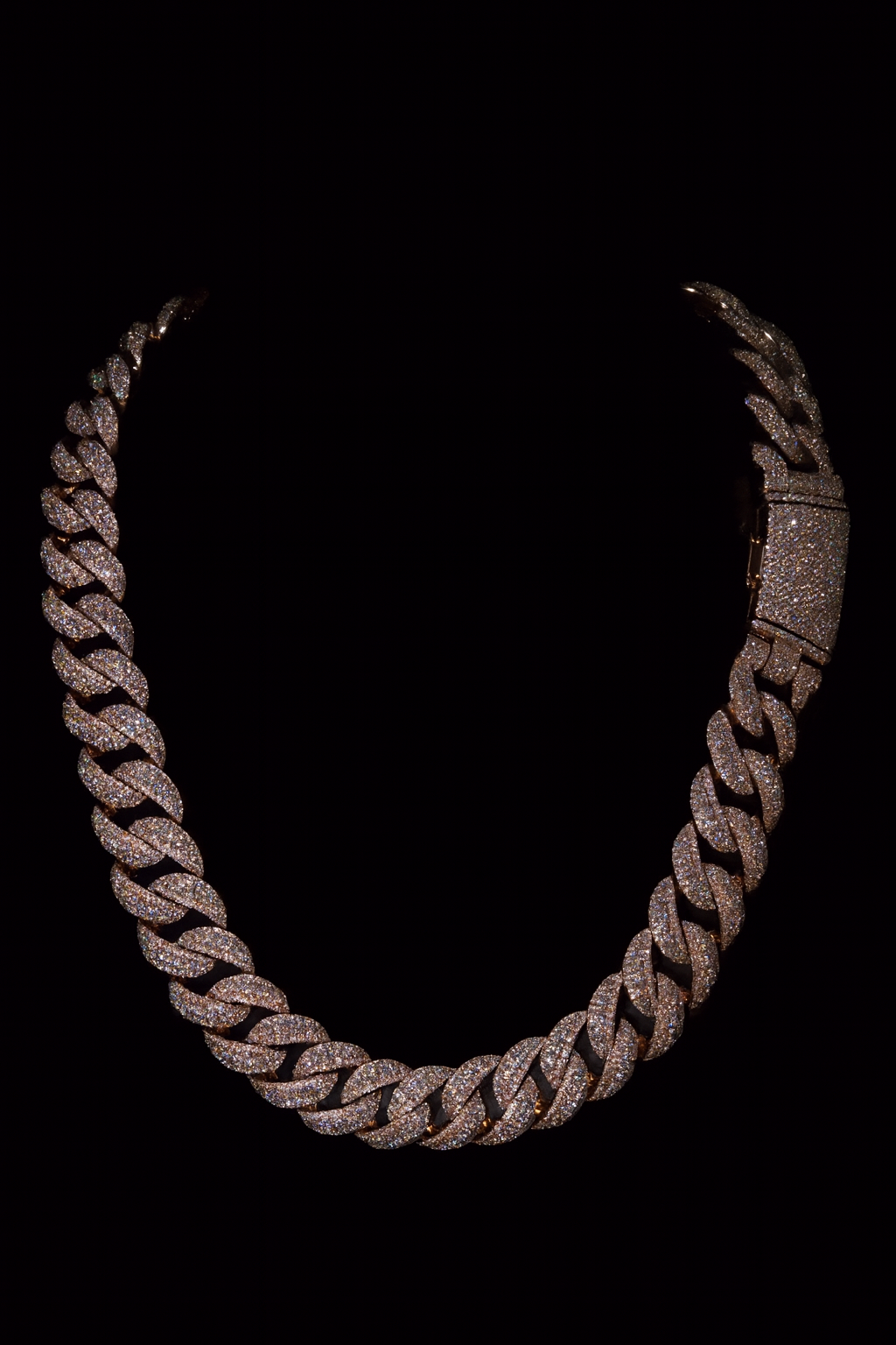 Raised Stones Prong Cuban Link Chain