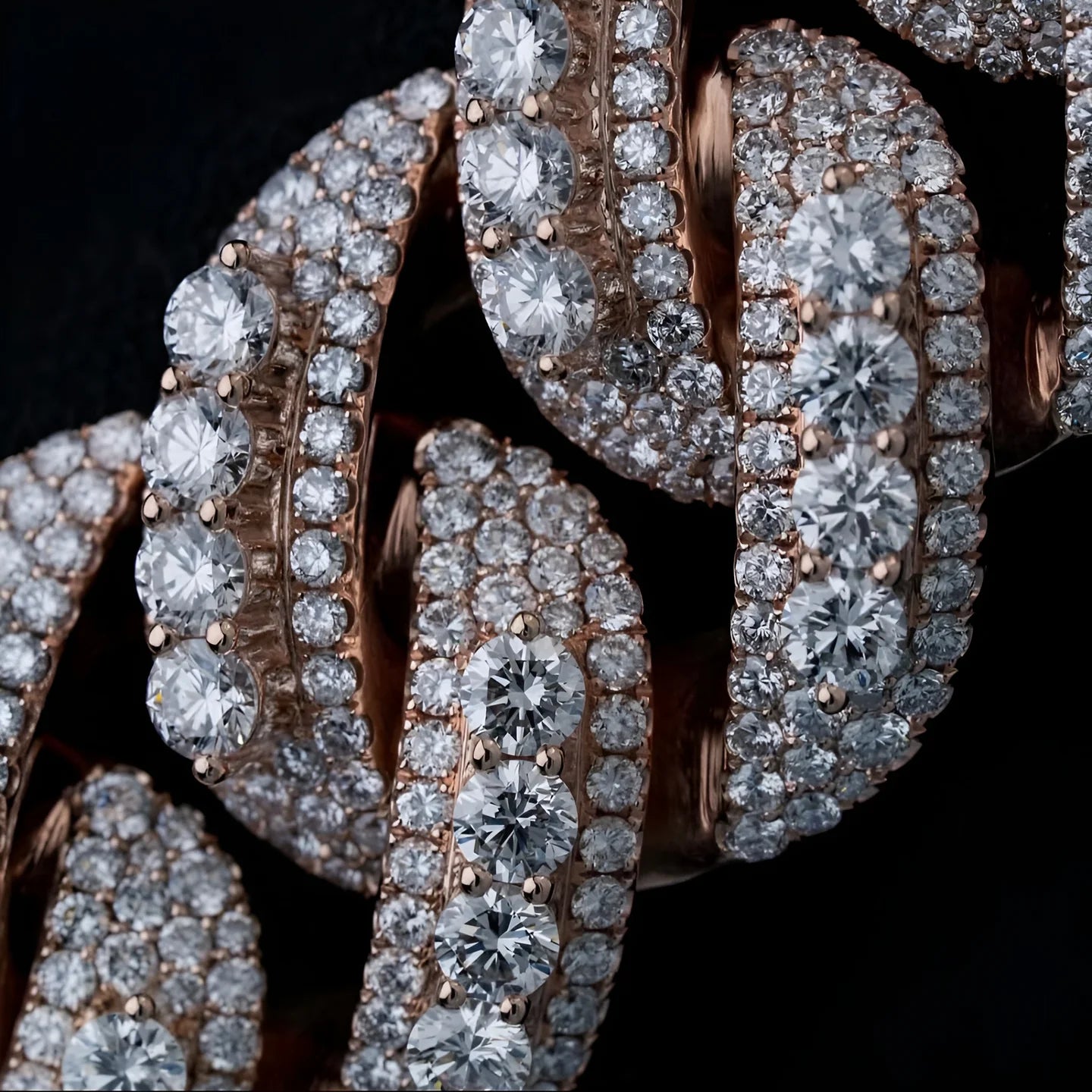 Raised Stones Prong Cuban Link Chain