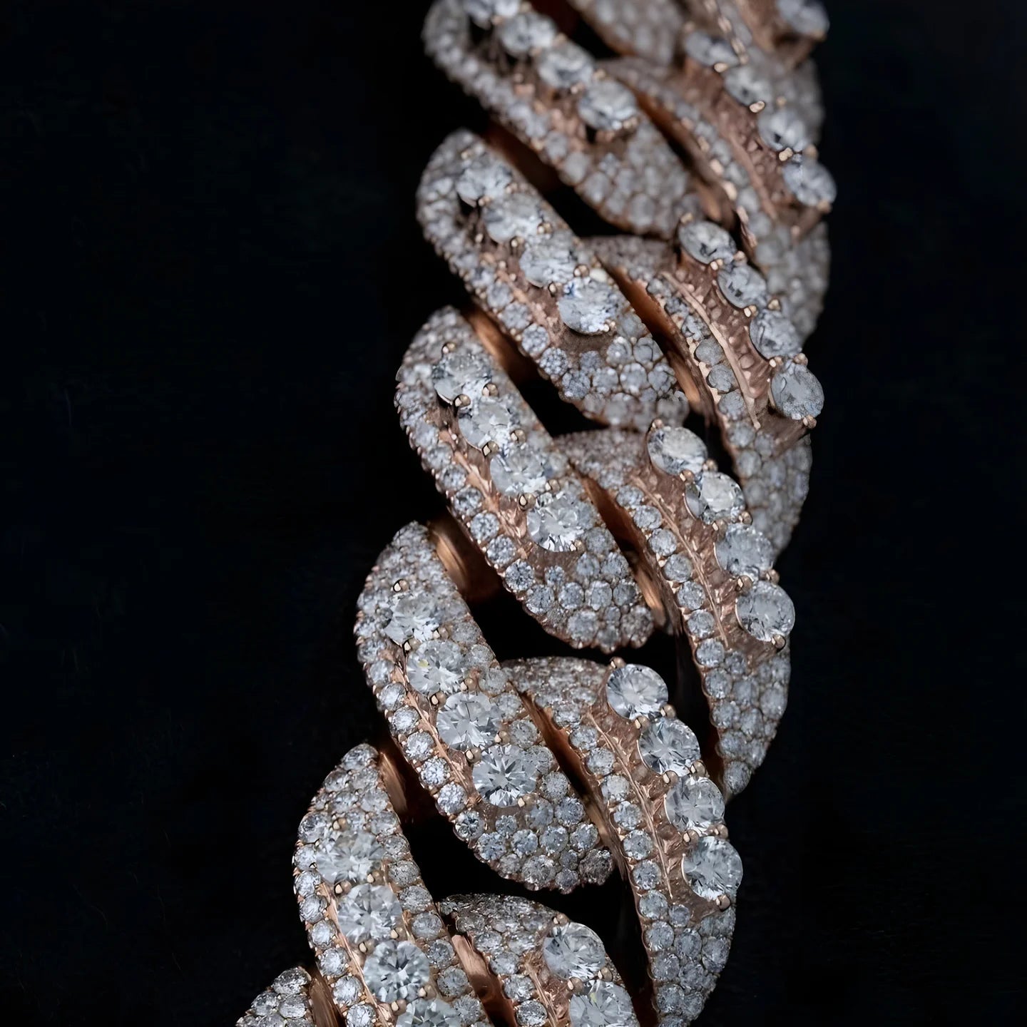 Raised Stones Prong Cuban Link Chain