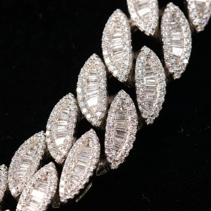 Pear Prong Cuban Link Baguette Chain