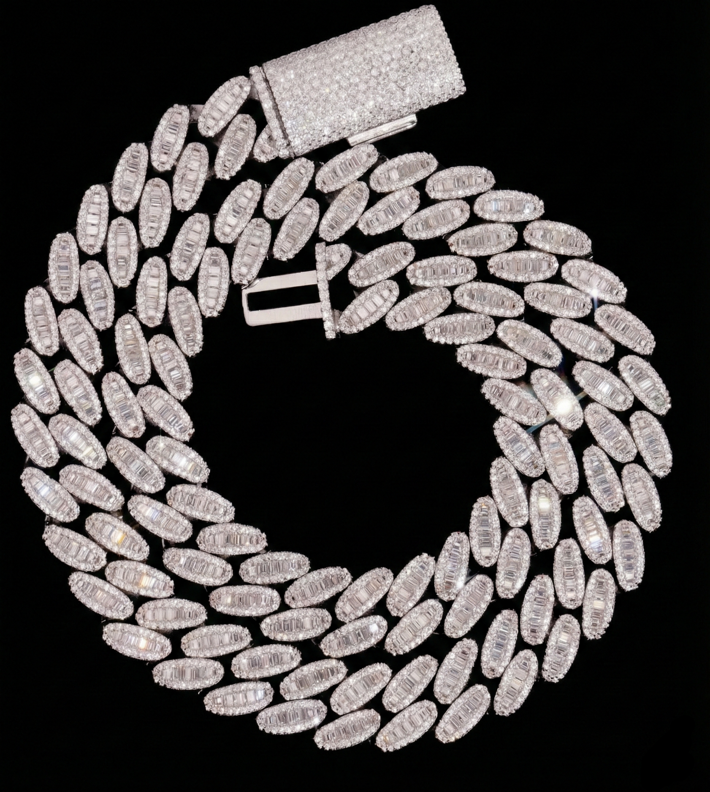 Pear Prong Cuban Link Baguette Chain