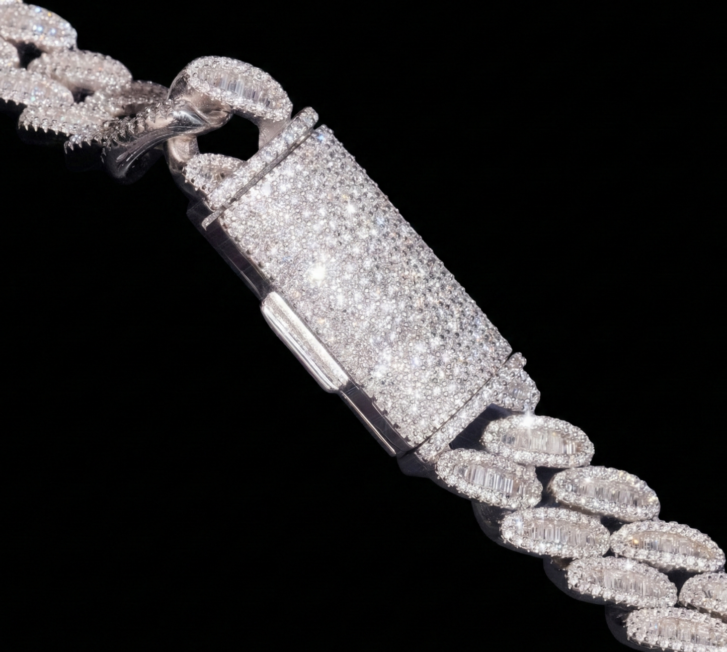 Pear Prong Cuban Link Baguette Chain
