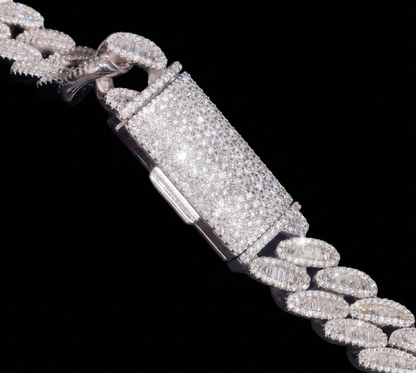 Pear Prong Cuban Link Baguette Chain