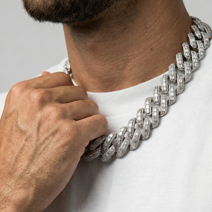 Raised Prong Baguette Cuban Link Chain