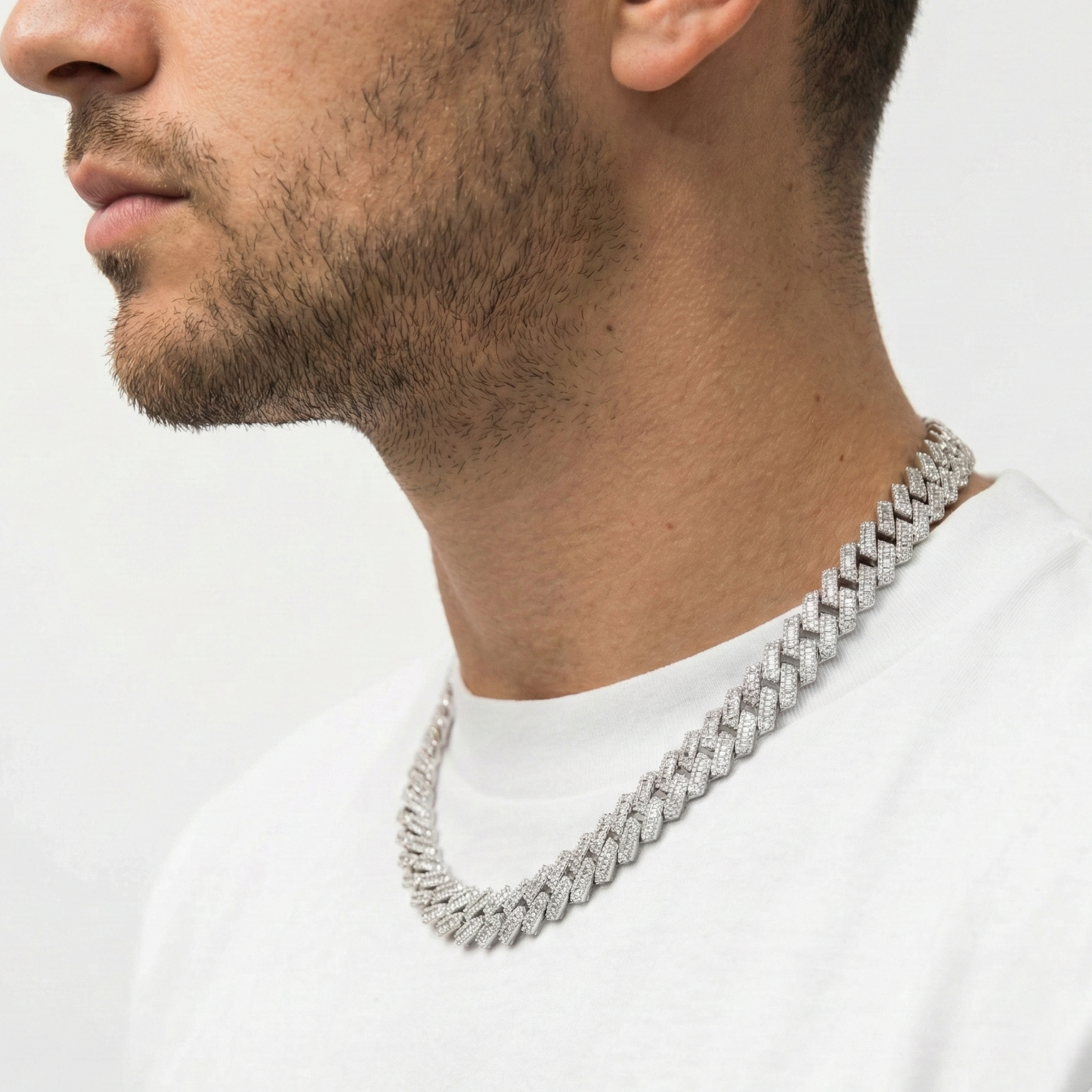 Prong Cuban Link Baguette Chain