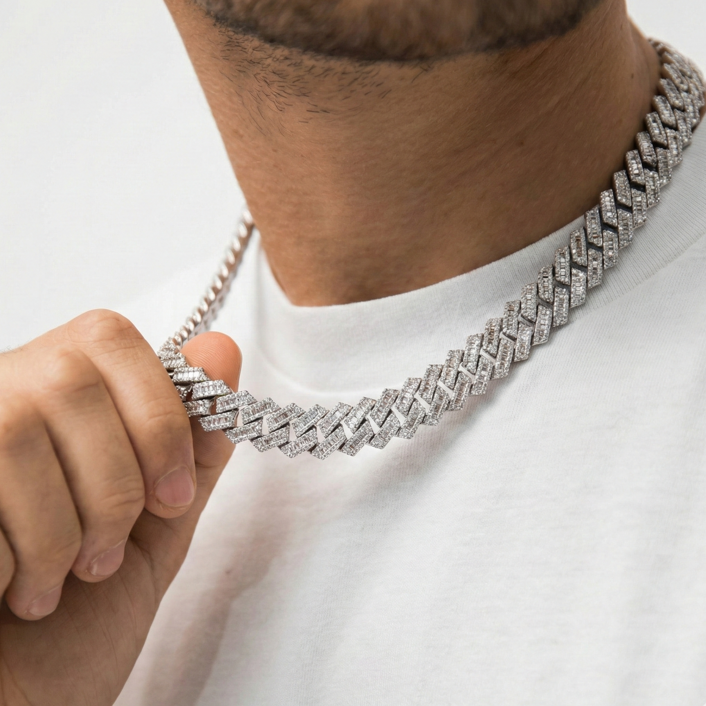 Prong Cuban Link Baguette Chain