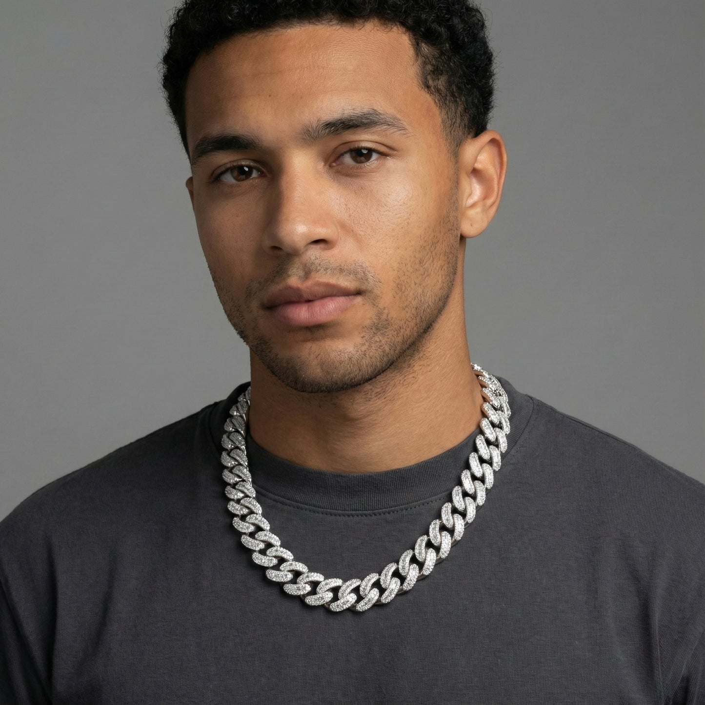 Moon Prong Cuban Link Baguette Chain