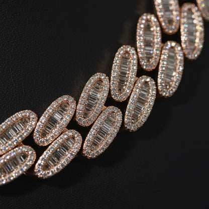 Pear Prong Cuban Link Baguette Chain