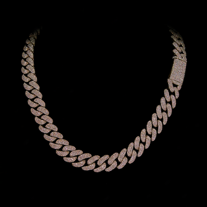 Moon Set Prong Cuban Link Chain