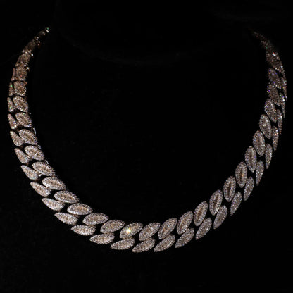 Pear Prong Cuban Link Baguette Chain