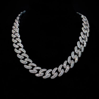 Moon Prong Cuban Link Baguette Chain