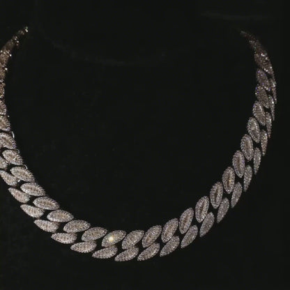 Pear Prong Cuban Link Baguette Chain